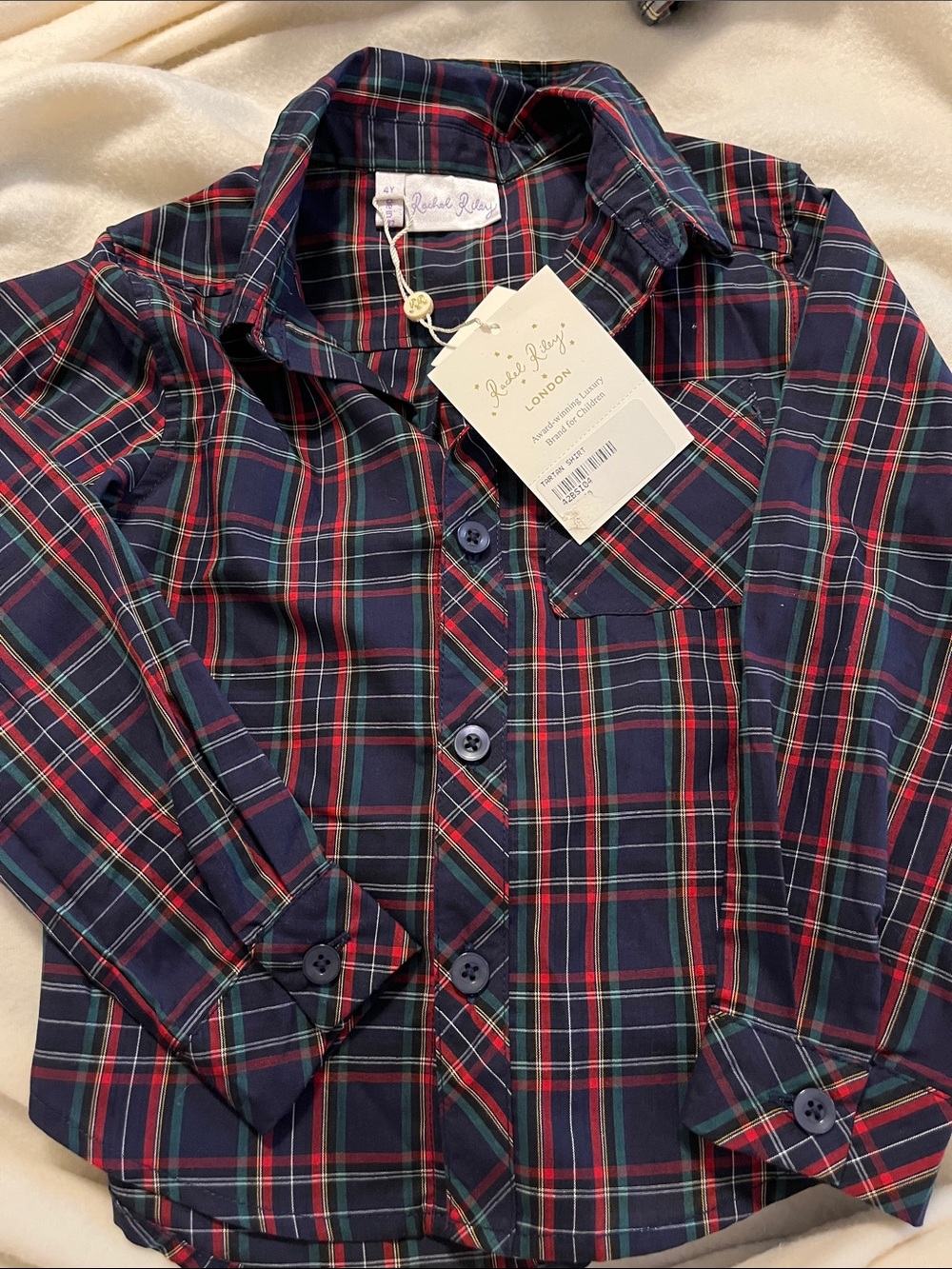 NWT Boys Rachel Riley Tartan Shirt size 4Y